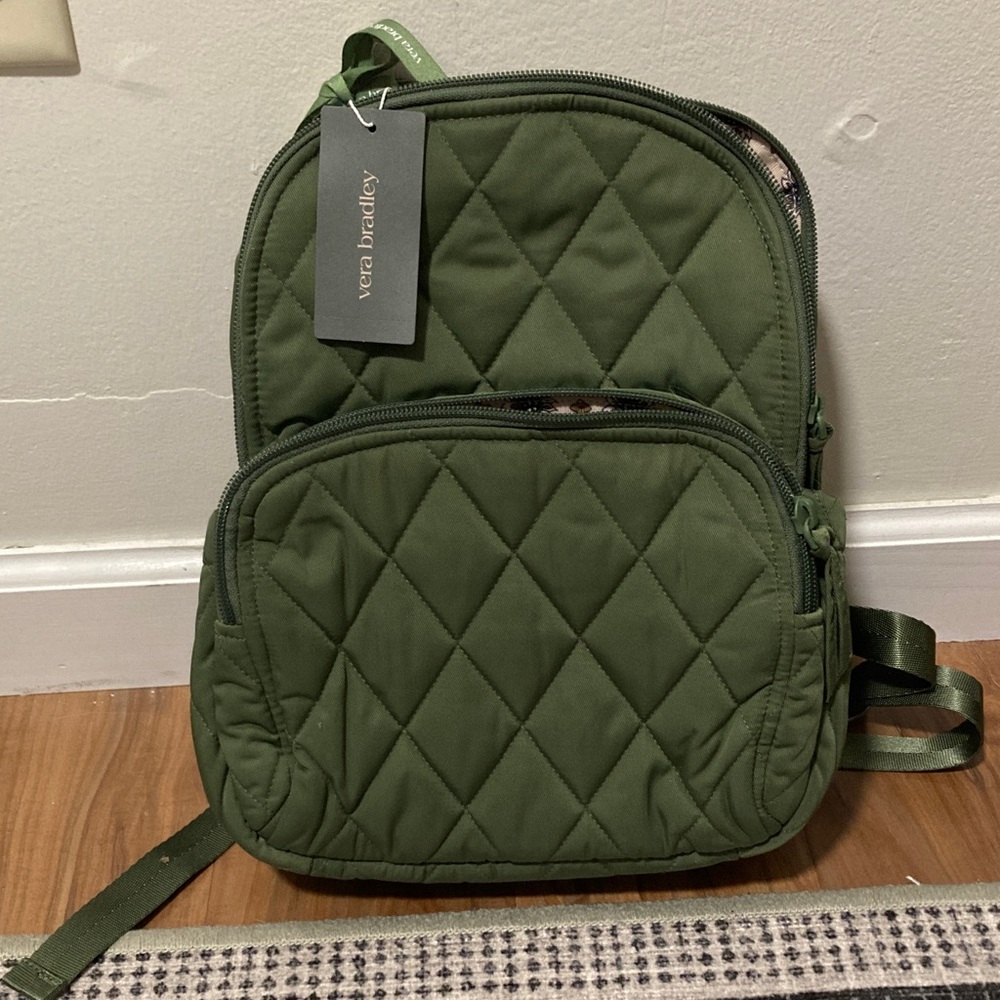 Vera Bradley Olive Quilted Backpack Small Banbury NWT
